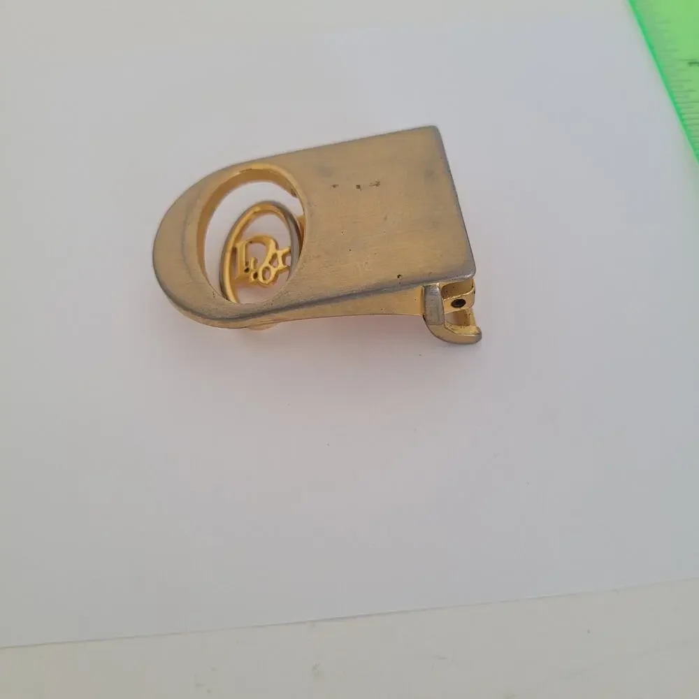 Christian Dior Gold Metal Belt‎ Buckle Logo Slim Vintage Logo